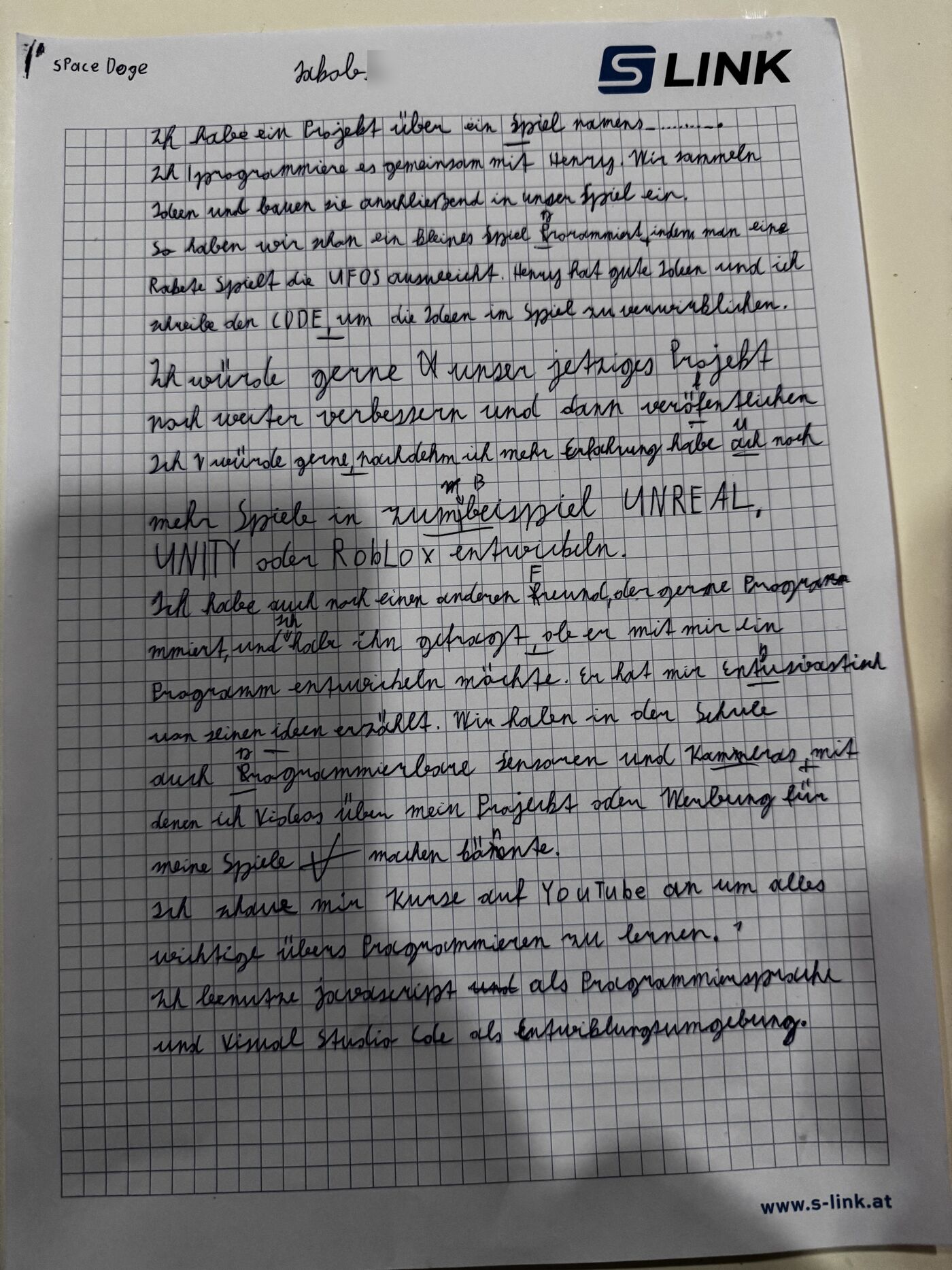 Handgeschriebene Seite 1 von Jakob, 15. Oktober 2026