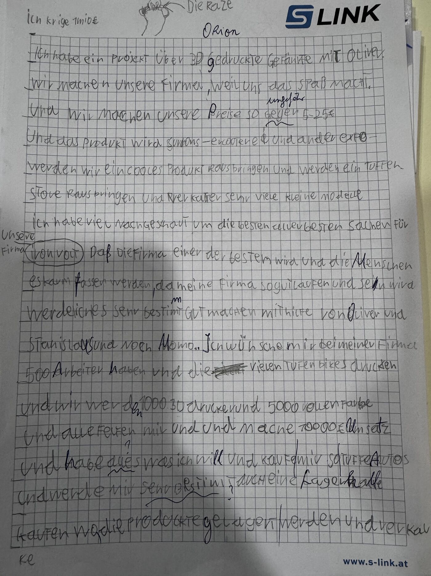 Handgeschriebene Seite 1 von Orion, 15. Oktober 2026